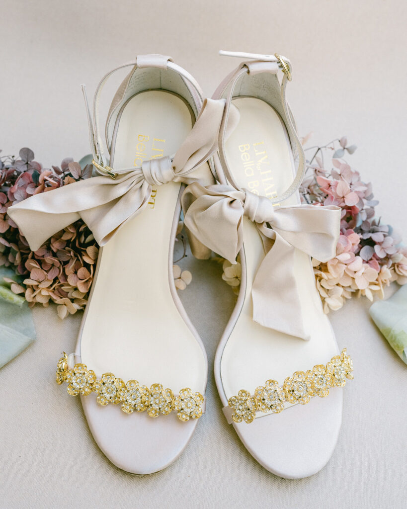 Bella Belle Mariee bridal shoes with bows by Serenity Photography