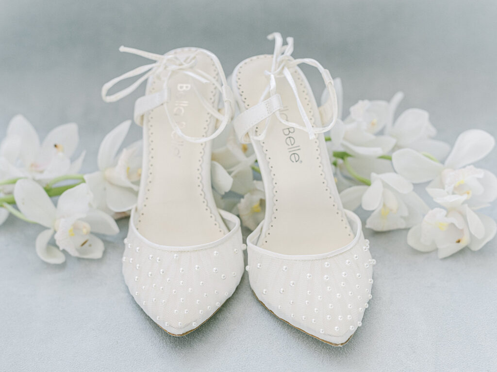Bella Belle bridal shoes with pearls by Serenity Photography