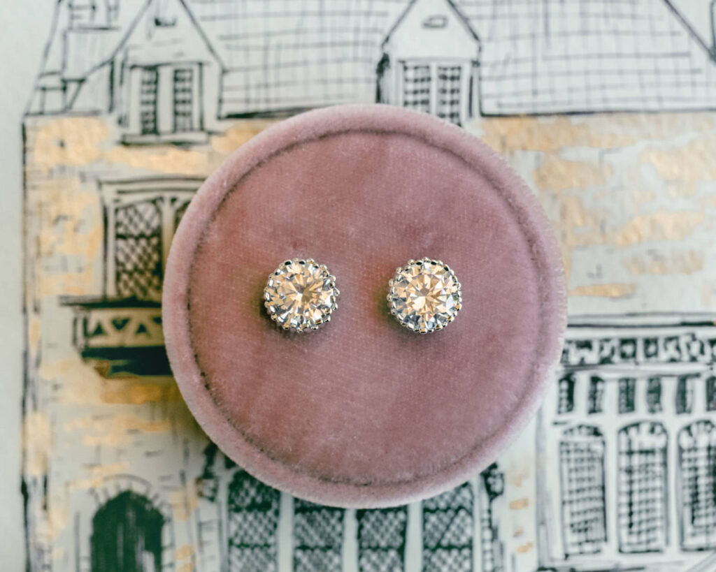 The White Collection stud bridal earrings