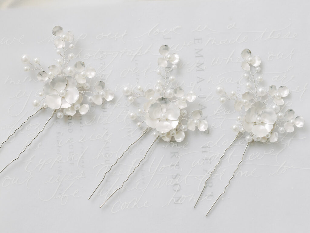 The White Collection pearl and flowers bridal hair accessory